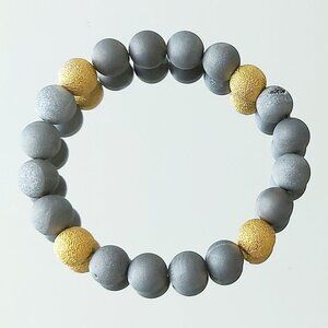 Silver Druzy Agate Stretch Bracelet